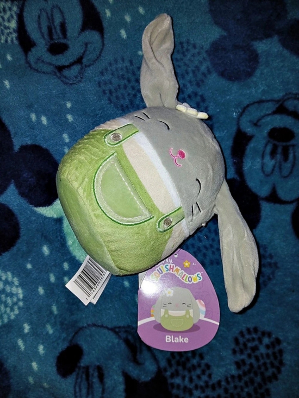 Squishmallows Blake the Bunny in Green Overalls the Bunny Green & Gray Plush NWT